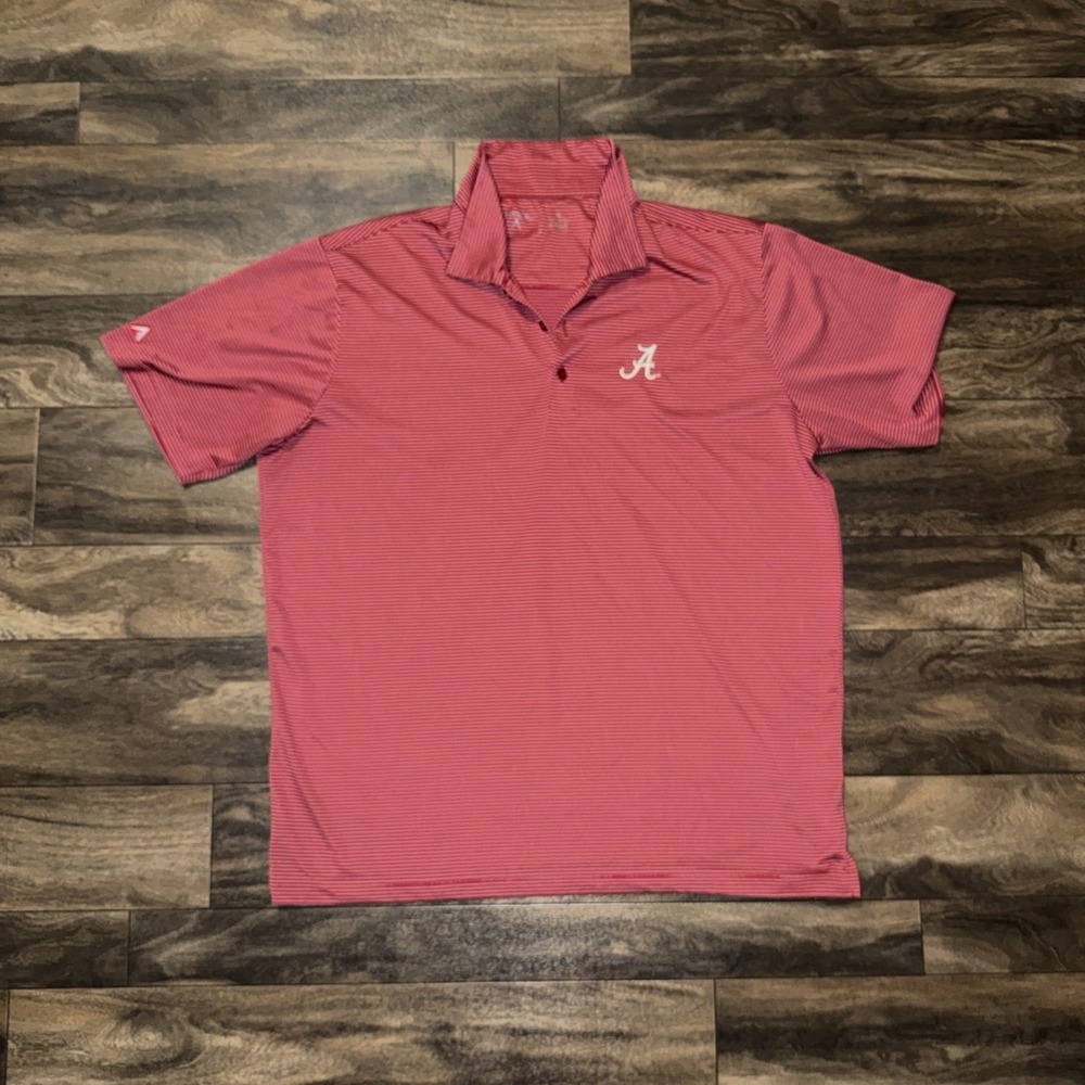 Antigua Alabama Crimson Tide Polo Golf Shirt Striped Short-Sleeve Men's XL Red